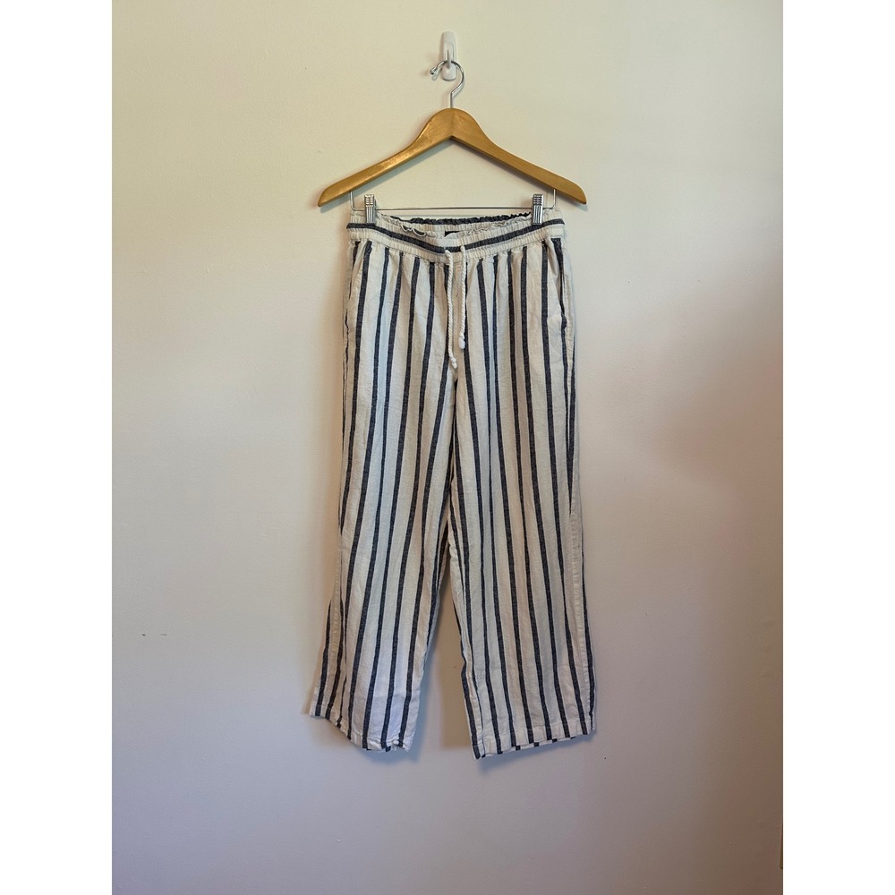 J. Crew Linen and Cotton Wide Leg Striped Beach Pants | Size Small